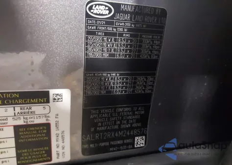 2021 Land Rover Discovery P300 S R-Dynamic from USA, damaged, VIN SALRT2RX4M2448576